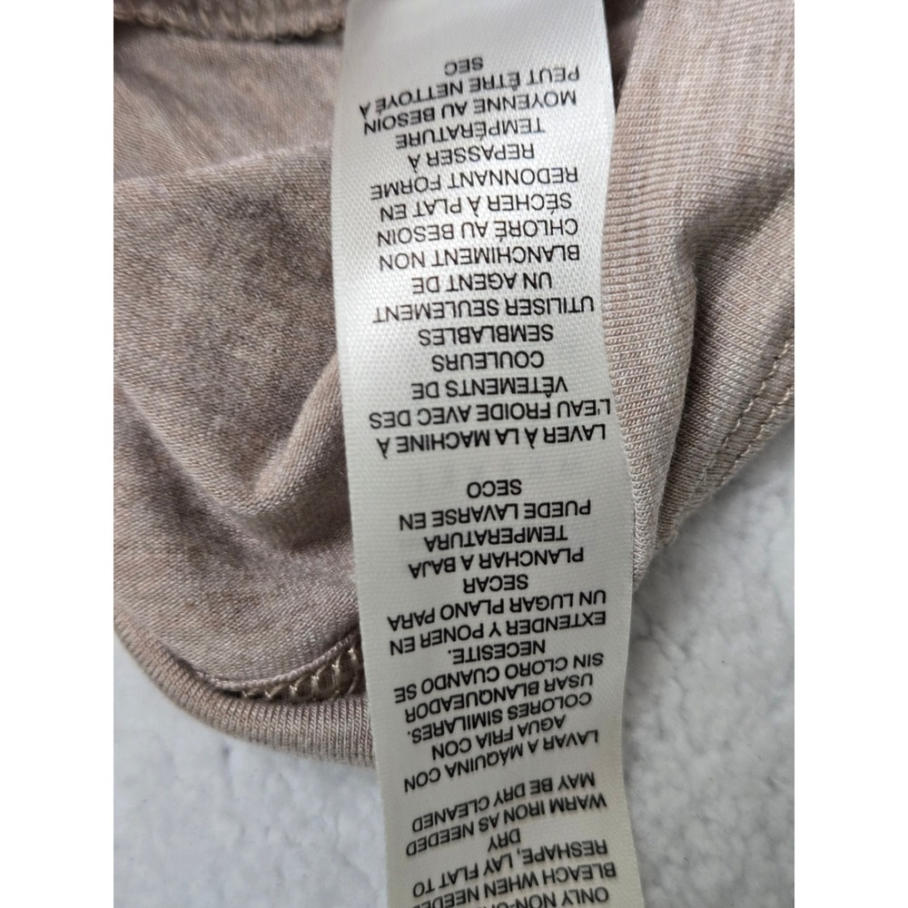 White House Black Market Tan Boat Neck Elbow Sleeve Rayon Top Large - Picture 6 of 9